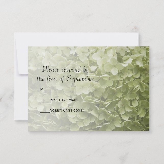 Green Hydrangea Floral Wedding RSVP Karte (Vorderseite)