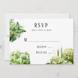 Green Hydrangea Probe Dinner Wedding RSVP Card Einladung