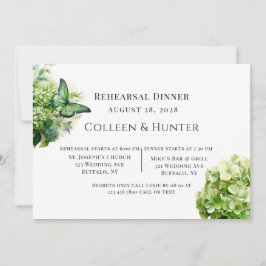Green Hydrangea Probe Floral Butterfly Abendessen Einladung