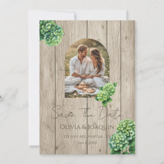 Green Hydrangea Wedding Invitation