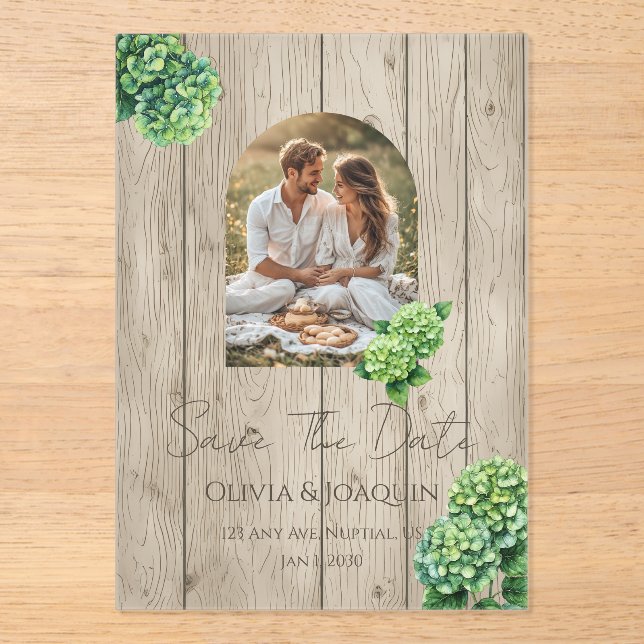 Green Hydrangea Wedding Invitation (Recto)