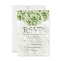 Green Hydrangea Wedding RSVP Card