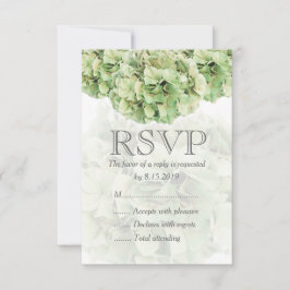 Green Hydrangea Wedding RSVP Card Karte