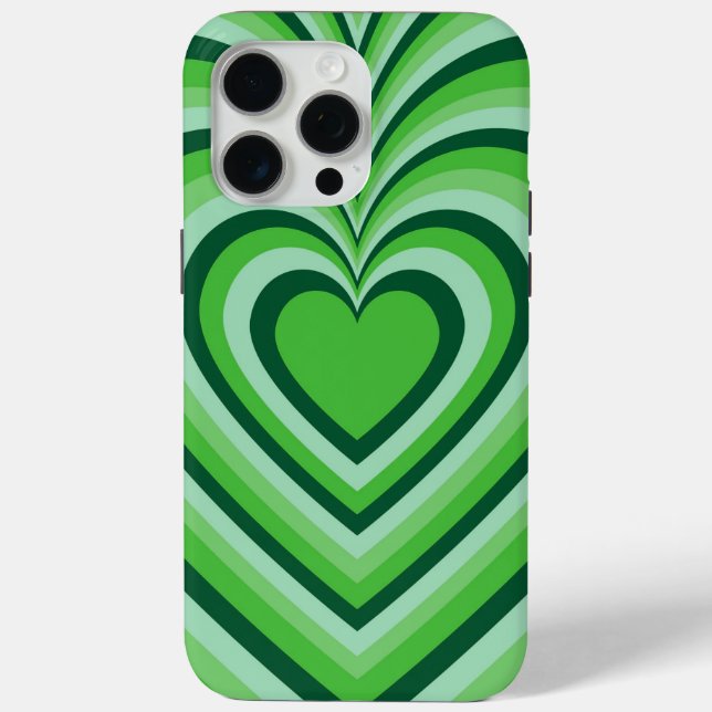 Green Hypnotic Heart Liebe Muster Case-Mate iPhone Hülle (Rückseite)