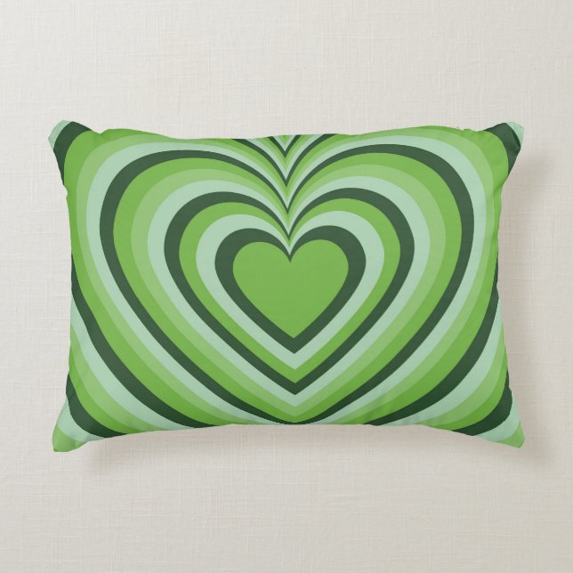 Green Hypnotic Heart Liebe Muster Dekokissen (Vorderseite)