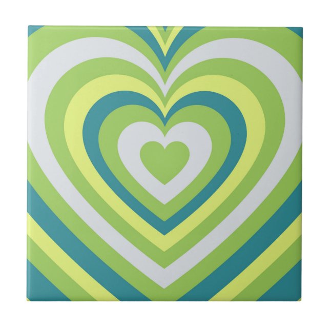 Green Hypnotic Heart Y2K Muster Fliese (Vorderseite)