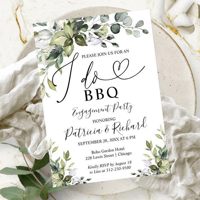 Green I DO BBQ Engagement Party Invitation (Créateur téléchargé)