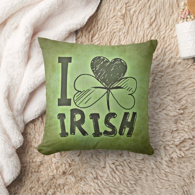 Green I Liebe Irish Kleeblatt Cloue Kissen (Decke)