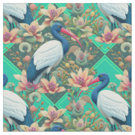 Green Ibis Bloom Stoff
