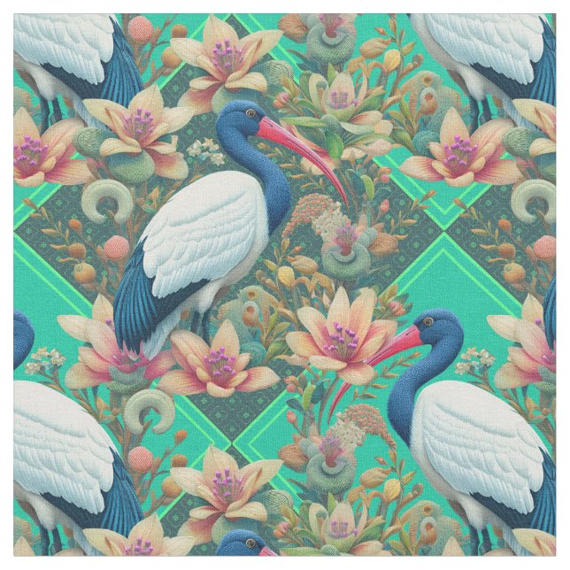 Green Ibis Bloom Stoff (Nahaufnahme)