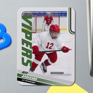 Green Ice Hockey Trading Card Magnet