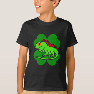 Green Iguana mit vierblättriges Kleeblatt T-Shirt