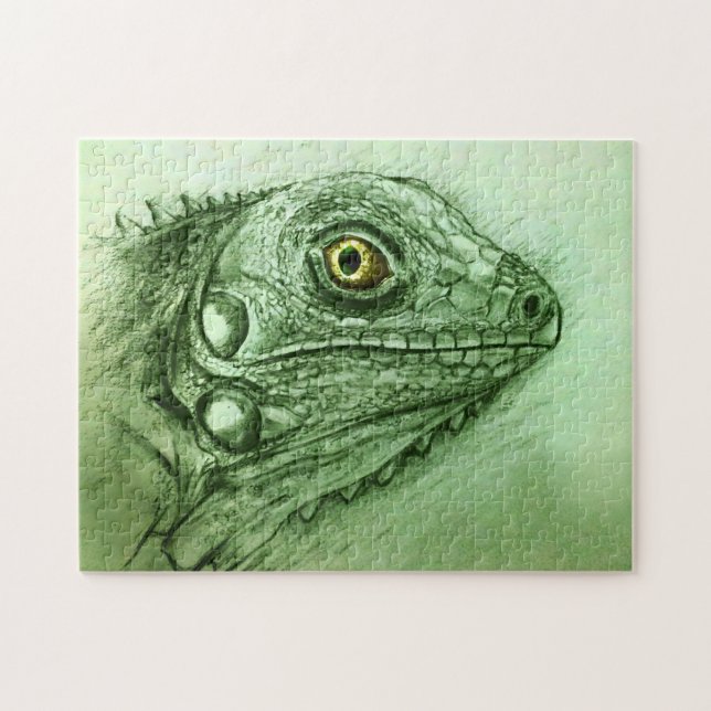 Green Iguana Realistisch Zeichnend, Niedliches Rep (Horizontal)