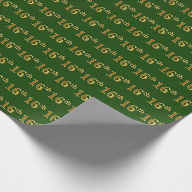 Green, Imitate Gold 16. (sechzehnte) Veranstaltung Geschenkpapier (Ecke)