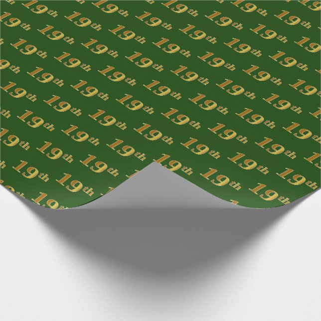 Green, Imitate Gold 19. (neunzehnte) Veranstaltung Geschenkpapier (Ecke)