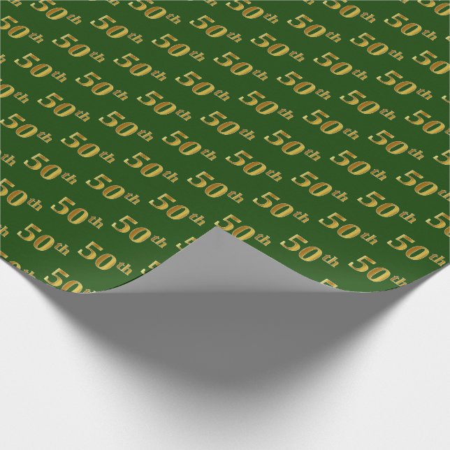 Green, Imitate Gold 50. (Fünfzigste) Veranstaltung Geschenkpapier (Ecke)