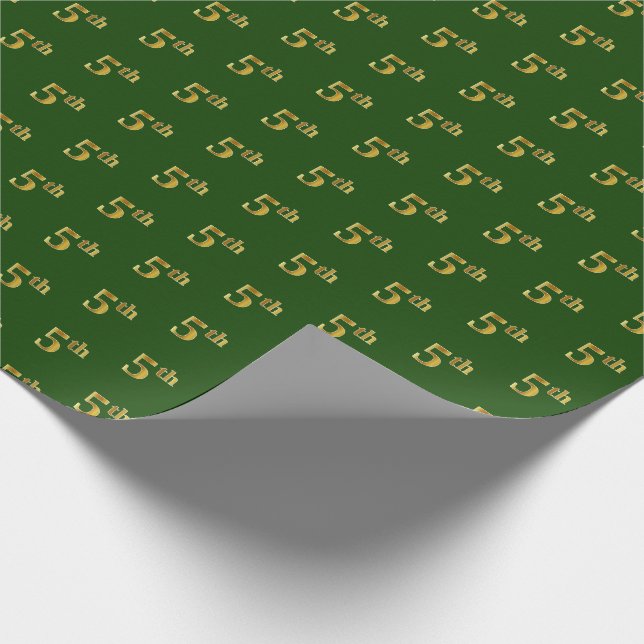 Green, Imitate Gold 5th (Fifth) Event Wrapping Pap Geschenkpapier (Ecke)