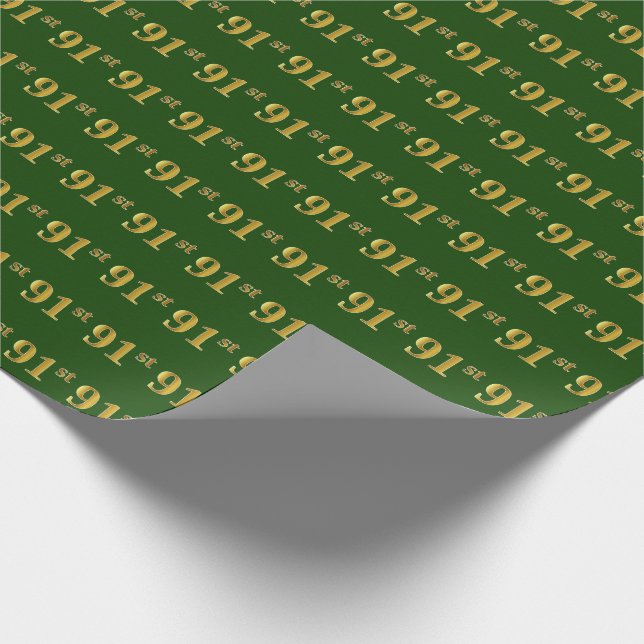 Green, Imitate Gold 91. (Neunzigste) Veranstaltung Geschenkpapier (Ecke)