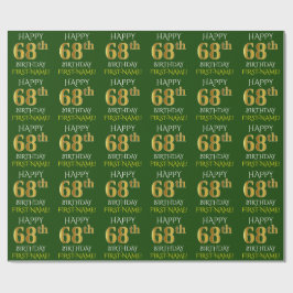 Green, Imitate Gold "HAPPY 68. GEBURTSTAG" Geschenkpapier