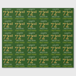 Green, Imitate Gold "HAPPY 72 GEBURTSTAG" Geschenkpapier