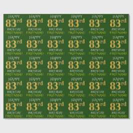 Green, Imitate Gold "HAPPY 83. BIRTHDAY" Geschenkpapier
