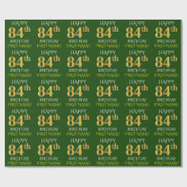 Green, Imitate Gold "HAPPY 84. GEBURTSTAG" Geschenkpapier