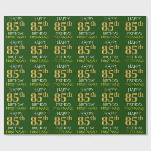 Green, Imitate Gold "HAPPY 85. GEBURTSTAG" Geschenkpapier