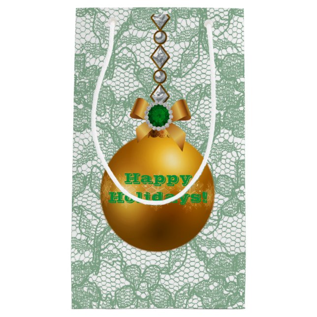 Green Imitate Lace Gold Ball Ornament Jewel Kleine Geschenktüte (Vorderseite)