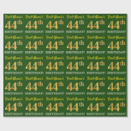 Green, Imitation Gold Look "44. GEBURTSTAG" Geschenkpapier