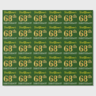 Green, Imitation Gold Look "68. GEBURTSTAG" Geschenkpapier