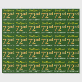 Green, Imitation Gold Look "72. GEBURTSTAG" Geschenkpapier