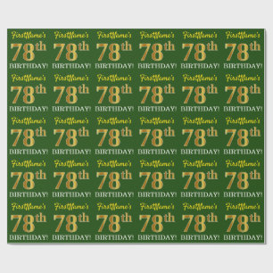 Green, Imitation Gold Look "78. GEBURTSTAG" Geschenkpapier