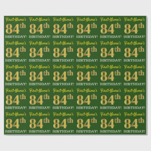 Green, Imitation Gold Look "84. GEBURTSTAG" Geschenkpapier