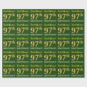 Green, Imitation Gold Look "97. GEBURTSTAG" Geschenkpapier