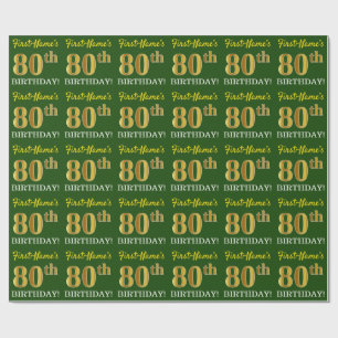 Green, Imitation Gold sehen "80. GEBURTSTAG" aus Geschenkpapier