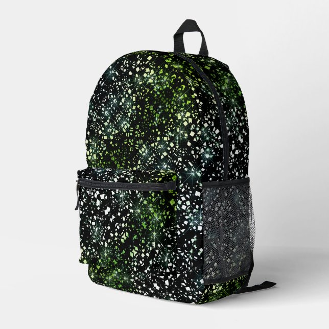 Green Imitats Glass Glitzer Sparkon Bedruckter Rucksack (Rückseitige Ecke Rechts)