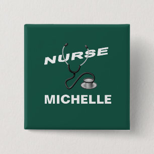 GREEN Individuelle Name Nurse Button