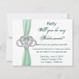 Green Infinity Heart Bridesmaid Card Einladung