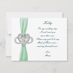 Green Infinity Heart Trauzeugin Card Einladung