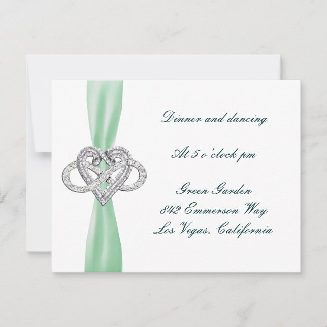 Green Infinity Heart Wedding Card Einladung (Vorderseite)