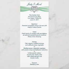 Green Infinity Heart Wedding Menu Card Menükarte