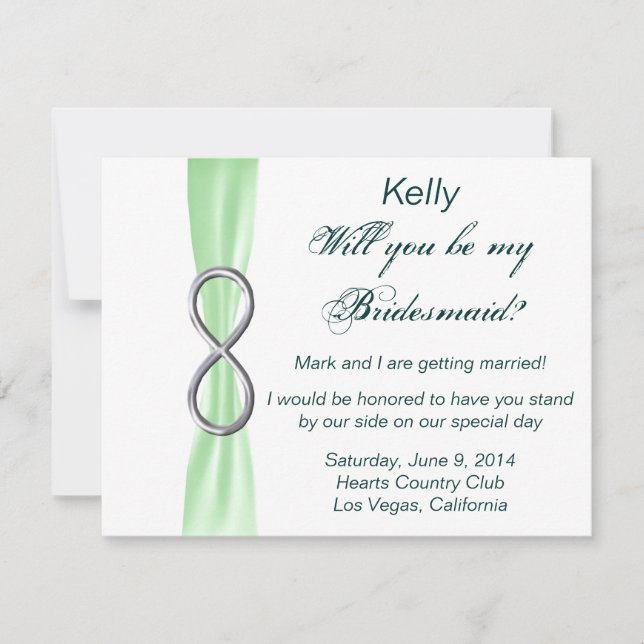 Green Infinity Wedding Bridesmaid Card Einladung (Vorderseite)