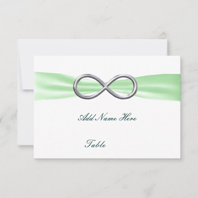 Green Infinity Wedding Table Platzkarte (Vorderseite)