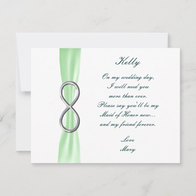 Green Infinity Wedding Trauzeugin Card Einladung (Vorderseite)
