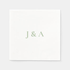 Green Initials Wedding Napkin Serviette