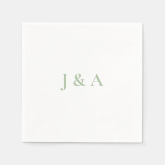 Green Initials Wedding Napkin Serviette