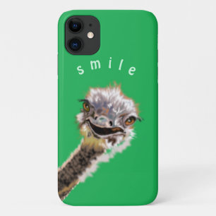 Green iPhone Case mit Funny Ostrich - Lächeln