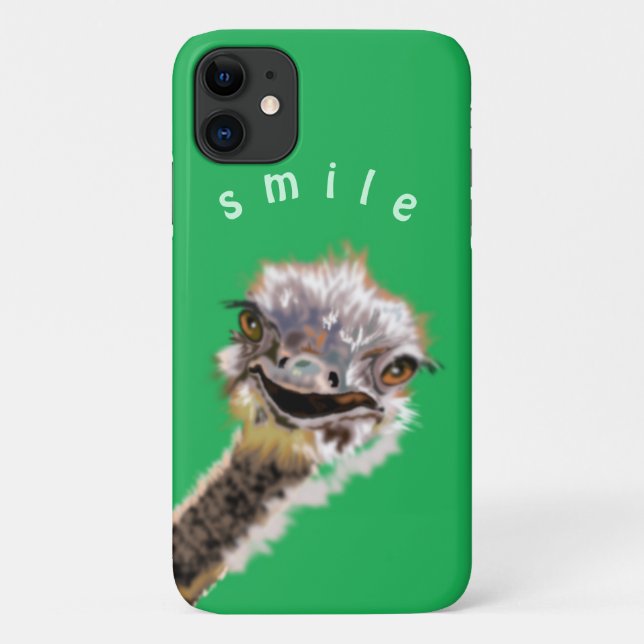 Green iPhone Case mit Funny Ostrich - Lächeln (Rückseite)