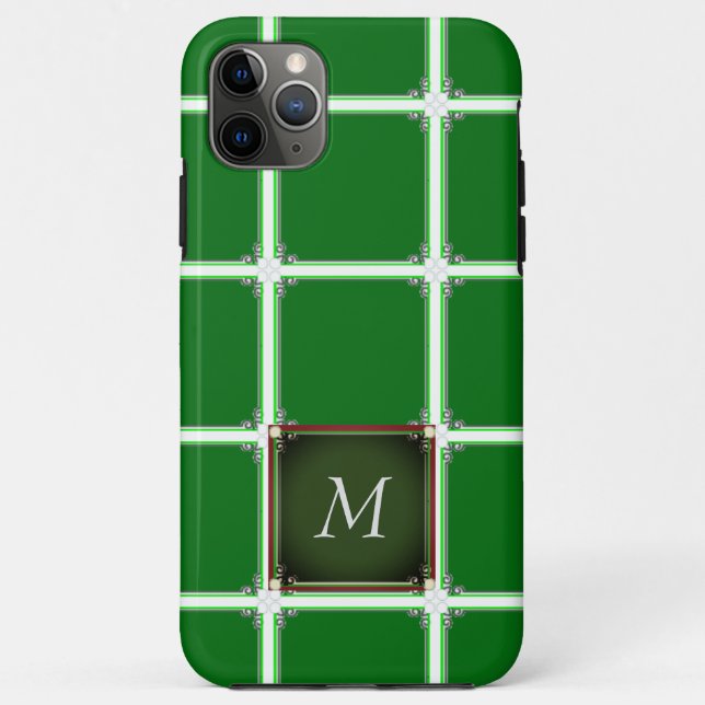Green iPhone Case Square Muster Monogram (Rückseite)