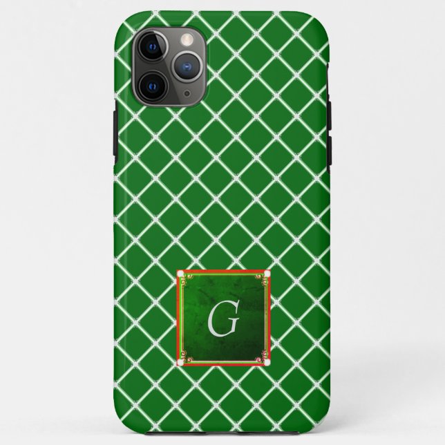 Green iPhone Case Square Muster Monogram (Rückseite)